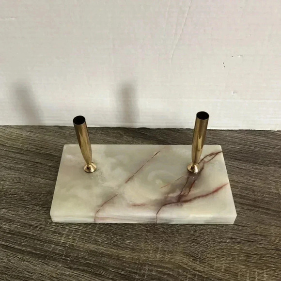 Vintage Onyx Double  Pen Holder - Picture 3 of 11